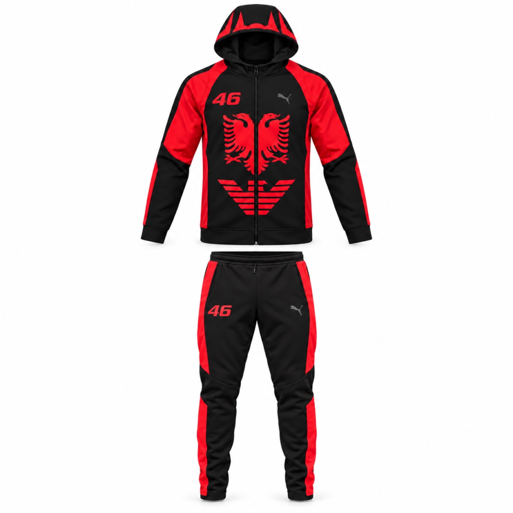 Tracksuit Nabi N°46: completo nero e rosso, felpa e pantaloni
